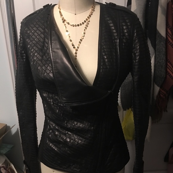 Burberry Lamb Black Leather Jacket Size 2 - Picture 4 of 11